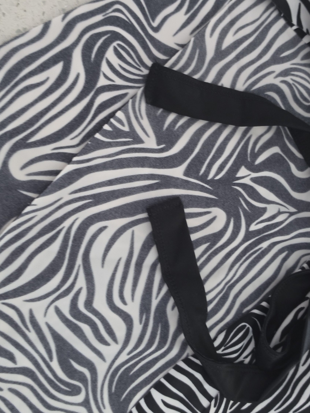 Zebra Swimtop Print Halter Chemise - Black & White M - Picture 10 of 10